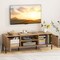 Natural Wood TV Stand with Charging Station, Storage, Metal Legs and Cable Management